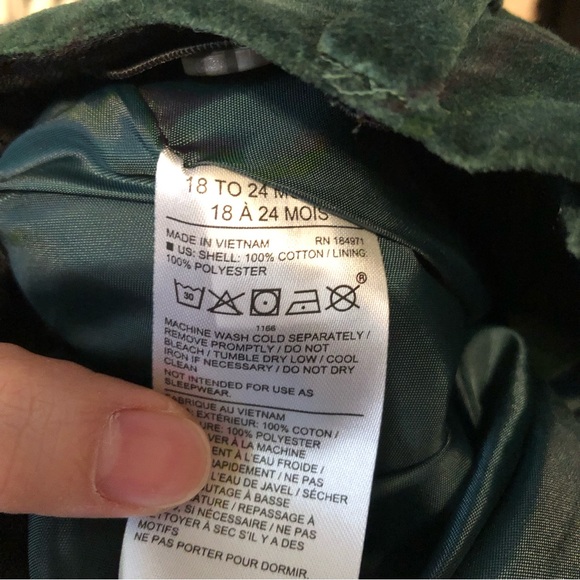 Janie And Jack Green velvet pants adjustable baby size 18-24 months Holiday Twin - Picture 5 of 6